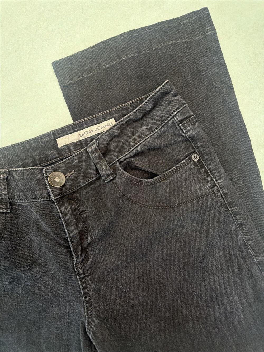 DKNY Jeans Womens 10 Black Wide Leg Jeans High Rise Stretch Denim Pants